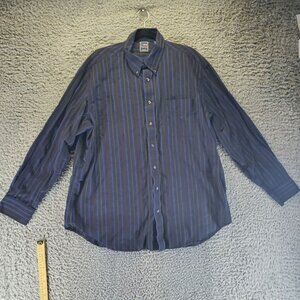 T. Harris Shirt Mens XXL Blue Striped Button-Down Long Sleeve Cotton Classic Fit